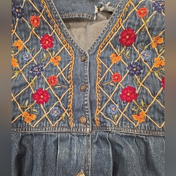 Vtg 90s Jane Ashley Denim Jumper Dress - Picture 4 of 10